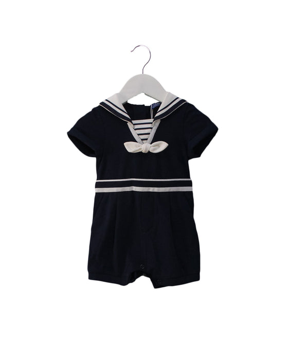 A Navy Short Sleeve Rompers from Nicholas & Bears in size 0-3M for girl. (Front View)