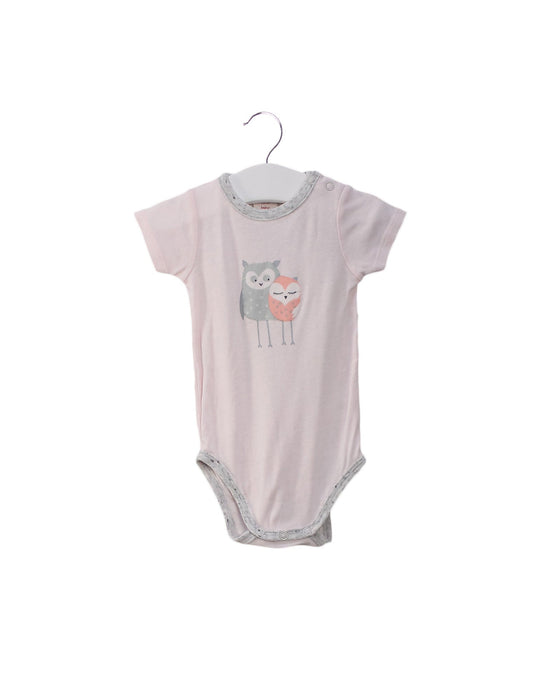 A Pink Short Sleeve Bodysuits from Seed in size 0-3M for girl. (Front View)