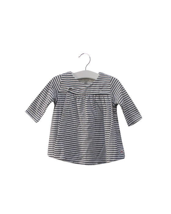 A Navy Long Sleeve Dresses from Petit Bateau in size 3-6M for girl. (Front View)