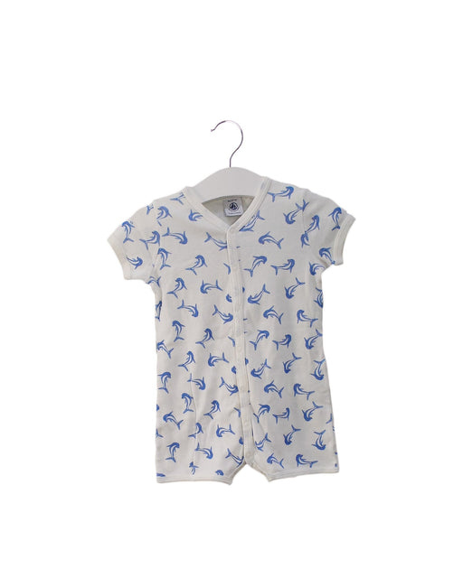 A White Short Sleeve Rompers from Petit Bateau in size 3-6M for boy. (Front View)