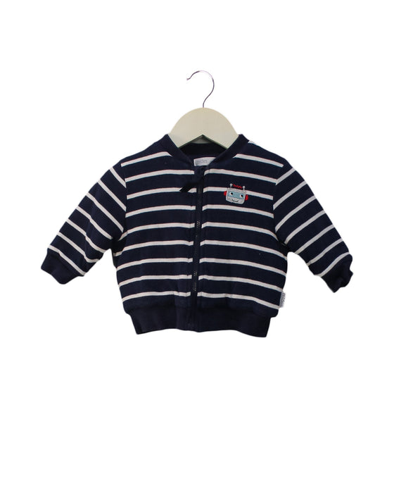 A Navy Zippered Sweatshirts from Mides in size 3-6M for boy. (Front View)