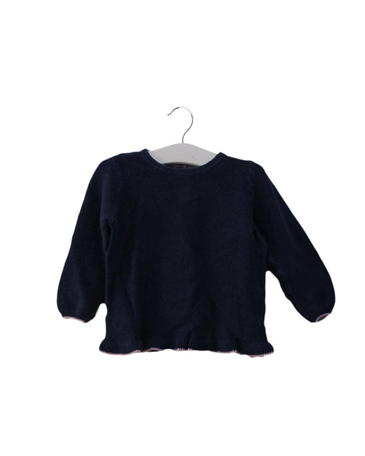 A Navy Long Sleeve Tops from The Little White Company in size 3-6M for girl. (Front View)