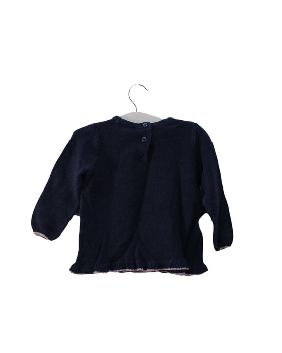 A Navy Long Sleeve Tops from The Little White Company in size 3-6M for girl. (Back View)