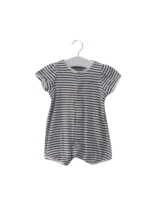 A Black Short Sleeve Rompers from Petit Bateau in size 3-6M for girl. (Front View)