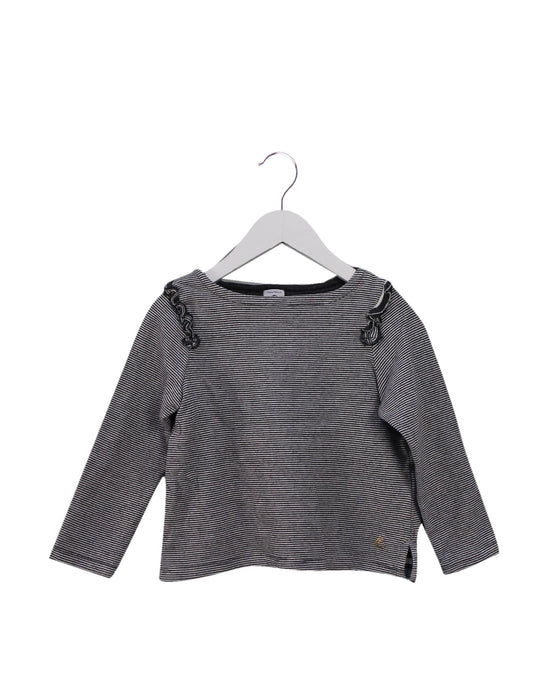 A Black Long Sleeve Tops from Petit Bateau in size 4T for girl. (Front View)
