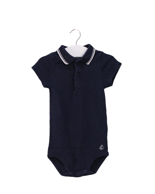 A Navy Short Sleeve Bodysuits from Petit Bateau in size 6-12M for boy. (Front View)