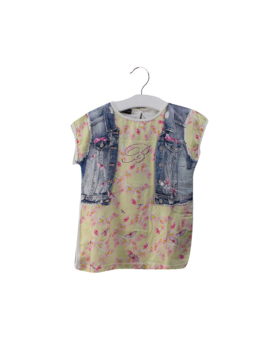 A Yellow Short Sleeve Tops from Blumarine in size 6T for girl. (Front View)