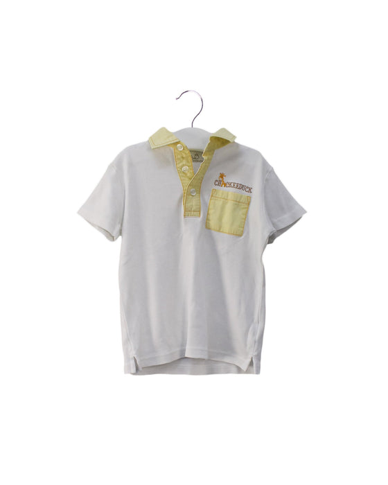 A White Short Sleeve Polos from Chickeeduck in size 2T for boy. (Front View)