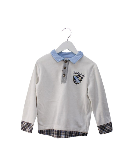 A White Long Sleeve Tops from Chickeeduck in size 4T for boy. (Front View)