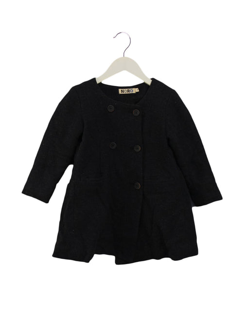 A Black Coats from Noro in size 6T for girl. (Front View)