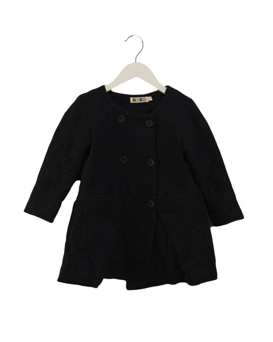 A Black Coats from Noro in size 6T for girl. (Front View)