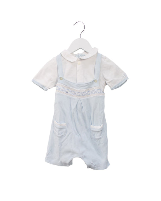 A Blue Short Sleeve Rompers from Emile et Rose in size 6-12M for girl. (Front View)