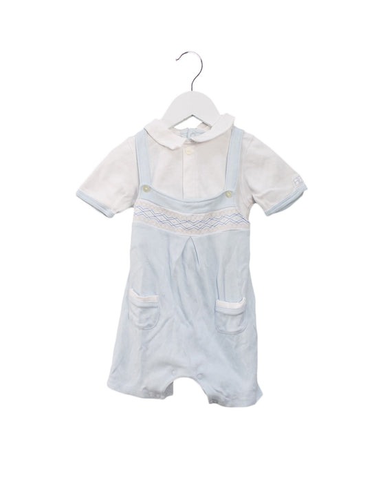 A Blue Short Sleeve Rompers from Emile et Rose in size 6-12M for girl. (Front View)