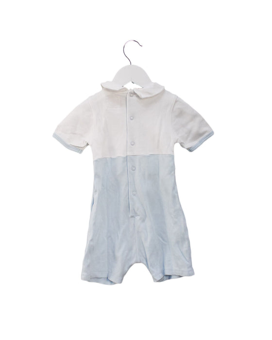 A Blue Short Sleeve Rompers from Emile et Rose in size 6-12M for girl. (Back View)