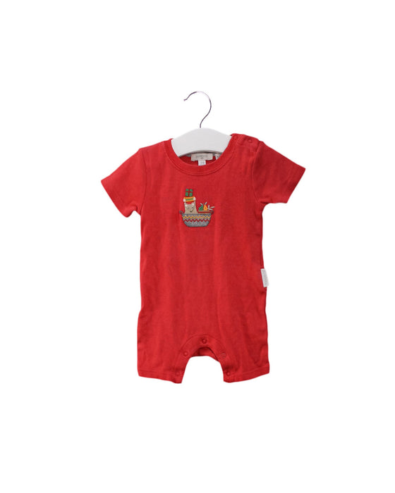 A Red Short Sleeve Rompers from Purebaby in size 3-6M for boy. (Front View)