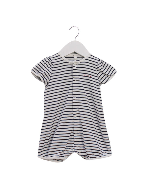 A Black Short Sleeve Rompers from Petit Bateau in size 3-6M for girl. (Front View)