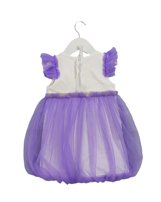 A Purple Short Sleeve Dresses from Le Petit Society in size 6-12M for girl. (Back View)