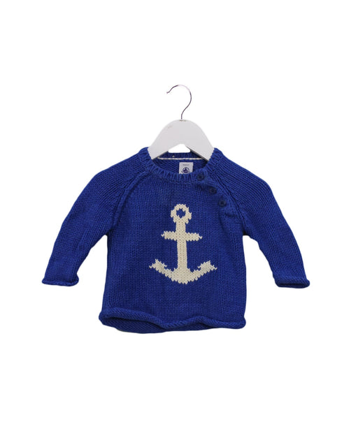A Blue Knit Sweaters from Petit Bateau in size 3-6M for girl. (Front View)