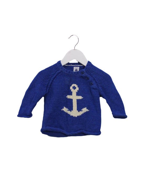 A Blue Knit Sweaters from Petit Bateau in size 3-6M for girl. (Front View)