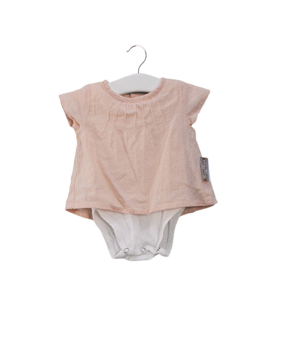 A Beige Short Sleeve Bodysuits from Niny Mini in size 0-3M for girl. (Front View)