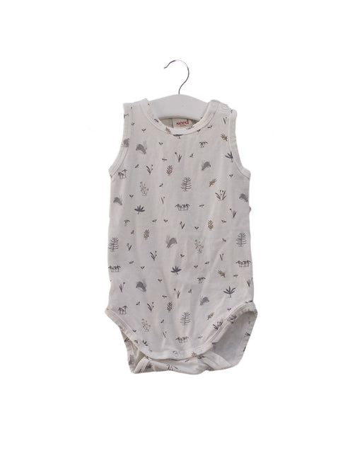 A White Sleeveless Bodysuits from Seed in size 0-3M for girl. (Front View)
