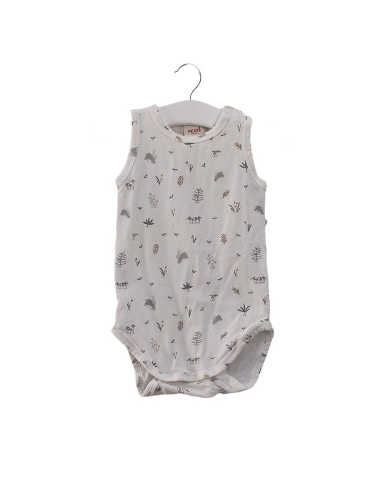 A White Sleeveless Bodysuits from Seed in size 0-3M for girl. (Front View)
