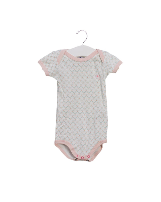 A Green Short Sleeve Bodysuits from Petit Bateau in size 3-6M for girl. (Front View)