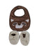 A Brown Bibs from Chickeeduck in size O/S for boy. (Front View)