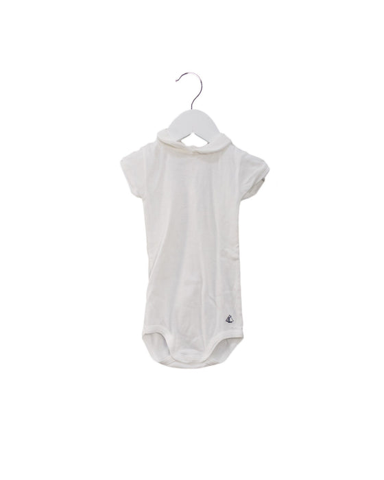 A White Short Sleeve Bodysuits from Petit Bateau in size 6-12M for girl. (Front View)