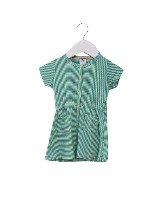 A Green Short Sleeve Dresses from Petit Bateau in size 3-6M for girl. (Front View)