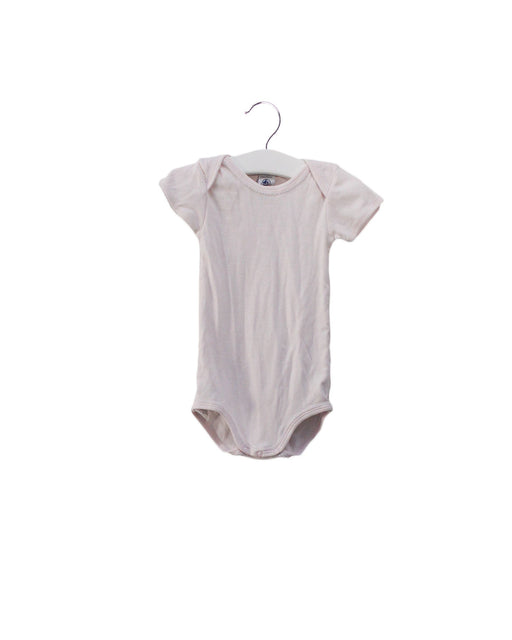 A Pink Short Sleeve Bodysuits from Petit Bateau in size 6-12M for girl. (Front View)