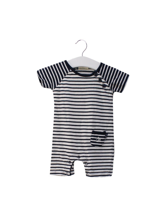 A Navy Short Sleeve Rompers from Jojo Maman Bébé in size 3-6M for boy. (Front View)