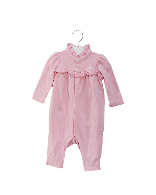 A Pink Long Sleeve Jumpsuits from Ralph Lauren in size 3-6M for girl. (Front View)