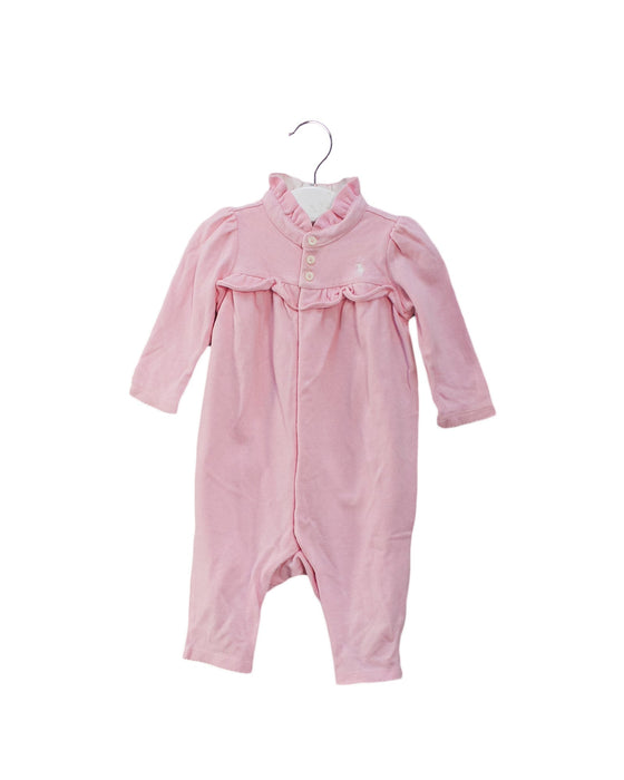 A Pink Long Sleeve Jumpsuits from Ralph Lauren in size 3-6M for girl. (Front View)