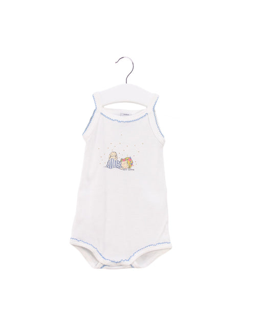 A White Sleeveless Bodysuits from Petit Bateau in size 0-3M for girl. (Front View)