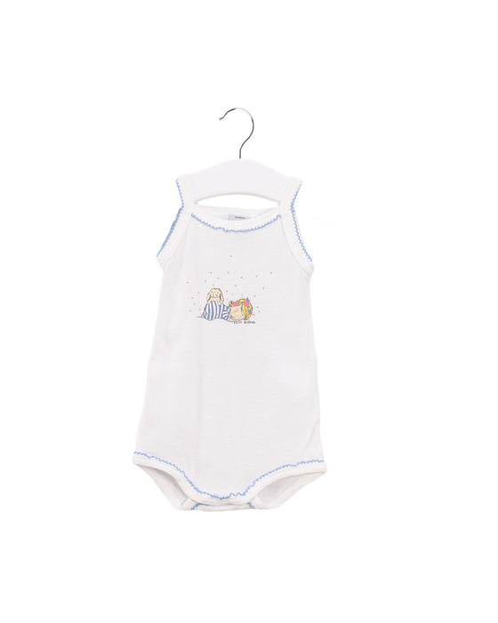A White Sleeveless Bodysuits from Petit Bateau in size 0-3M for girl. (Front View)