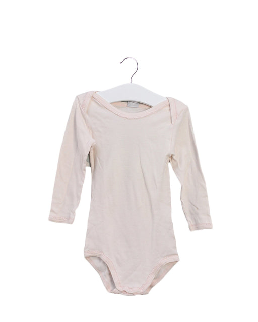 A Pink Long Sleeve Bodysuits from Petit Bateau in size 12-18M for girl. (Front View)