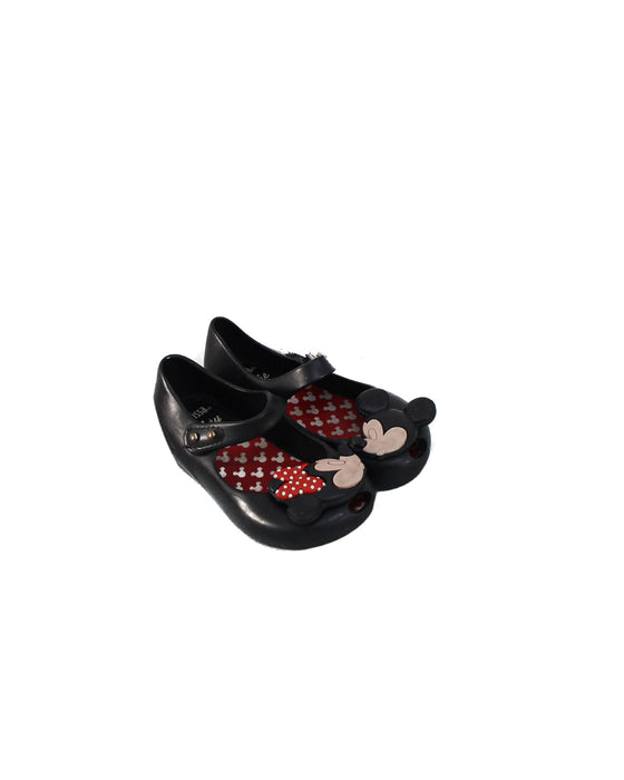 A Black Flats from Mini Melissa in size 18-24M for girl. (Front View)