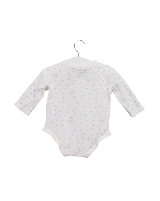 A White Long Sleeve Bodysuits from Mides in size 0-3M for boy. (Back View)
