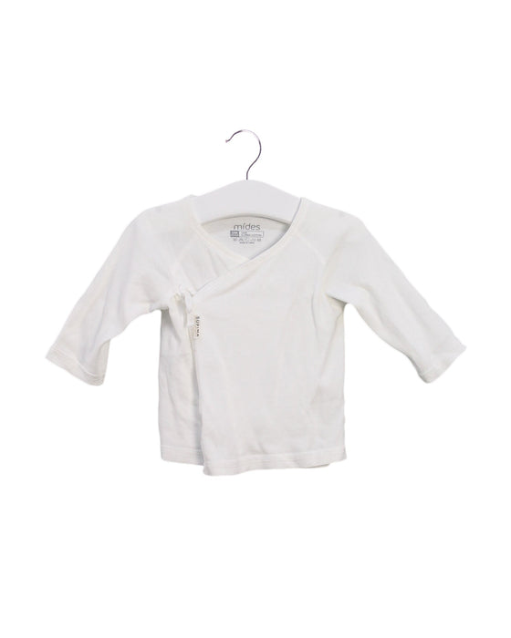A White Long Sleeve Tops from Mides in size 0-3M for boy. (Front View)