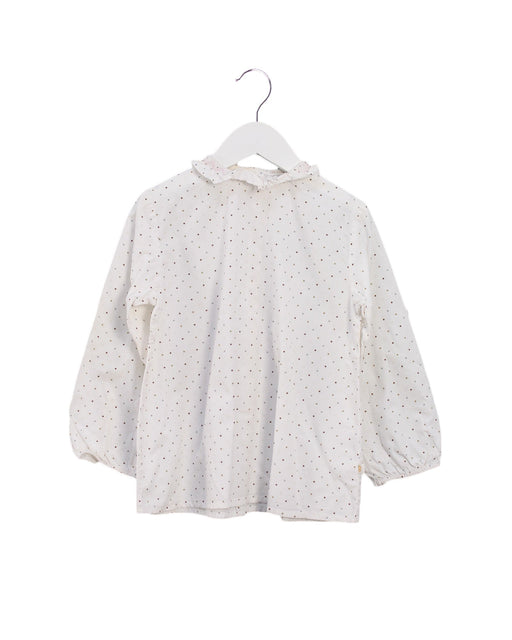 A White Long Sleeve Tops from Les Enfantines in size 6T for girl. (Front View)