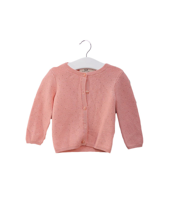A Pink Cardigans from Cyrillus in size 6-12M for girl. (Front View)