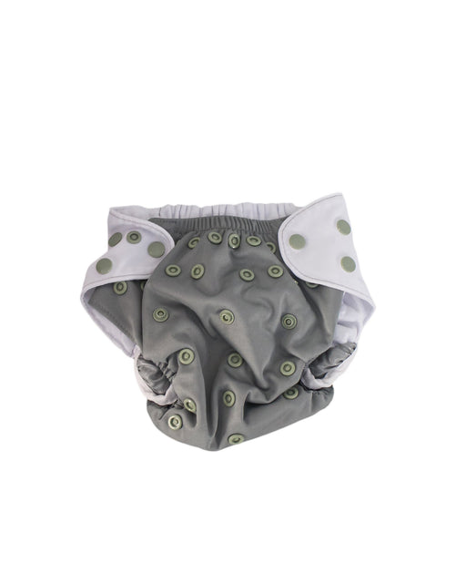 A Grey Cloth Diapers from Just Peachy in size 6-12M for neutral. (Front View)