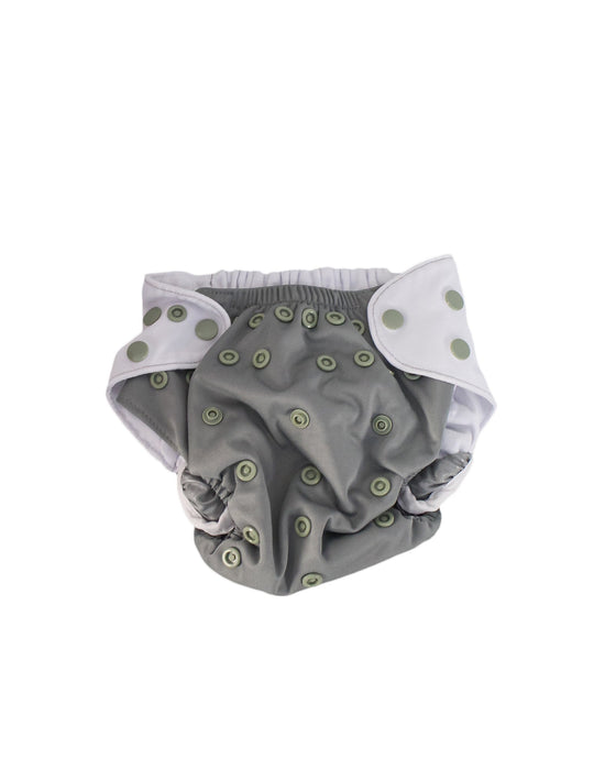 A Grey Cloth Diapers from Just Peachy in size 6-12M for neutral. (Front View)