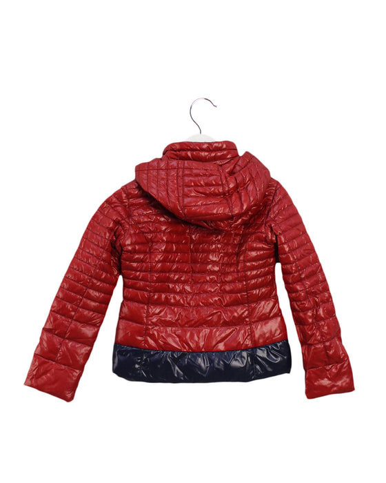 A Red Puffer/Quilted Jackets from Duvetica in size 3T for girl. (Back View)