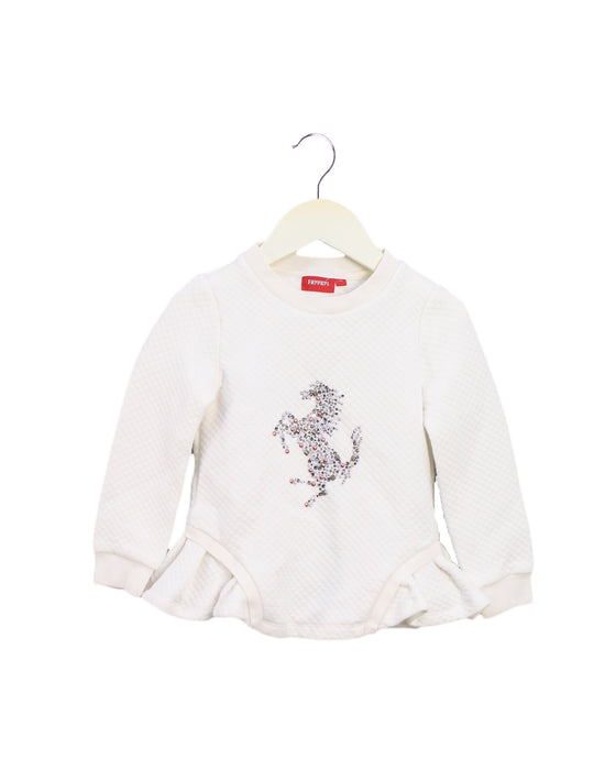 A White Crewneck Sweatshirts from Ferrari in size 4T for girl. (Front View)
