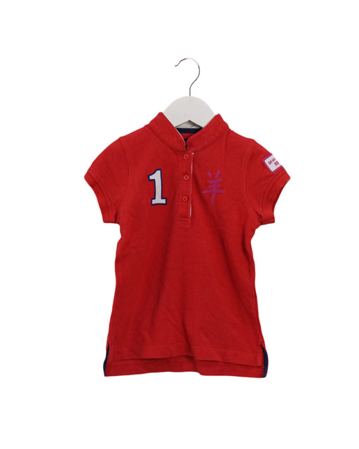 A Red Short Sleeve Polos from Shanghai Tang in size 4T for girl. (Front View)