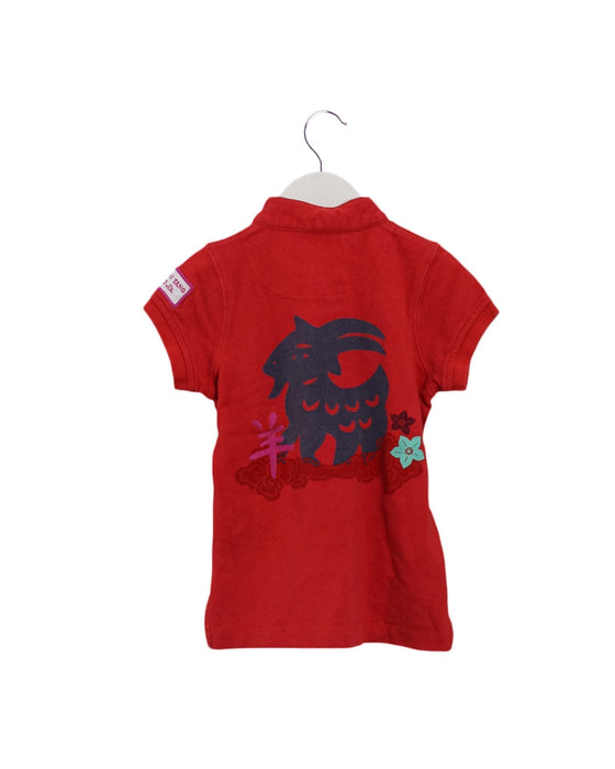 A Red Short Sleeve Polos from Shanghai Tang in size 4T for girl. (Back View)