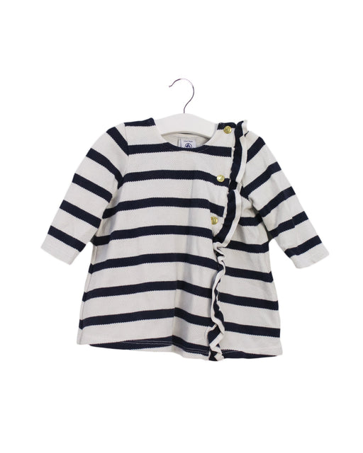 A Navy Long Sleeve Dresses from Petit Bateau in size 6-12M for girl. (Front View)