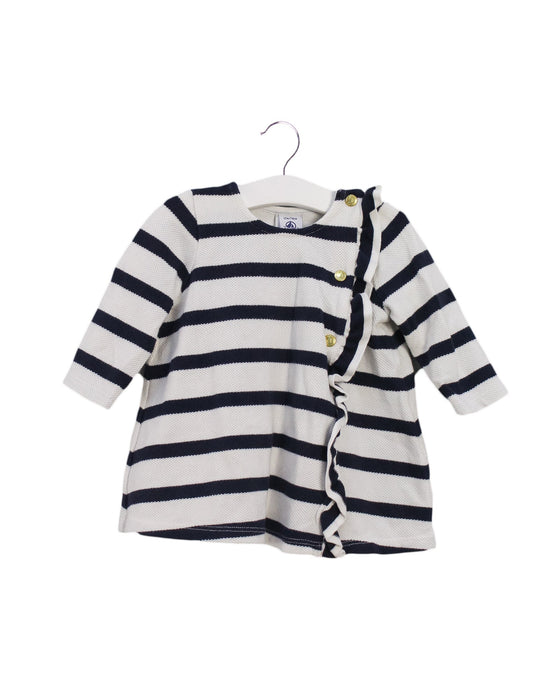 A Navy Long Sleeve Dresses from Petit Bateau in size 6-12M for girl. (Front View)